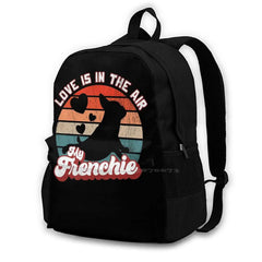 French Bulldog Love Is In The Air Backpack For Student School Laptop Travel Bag