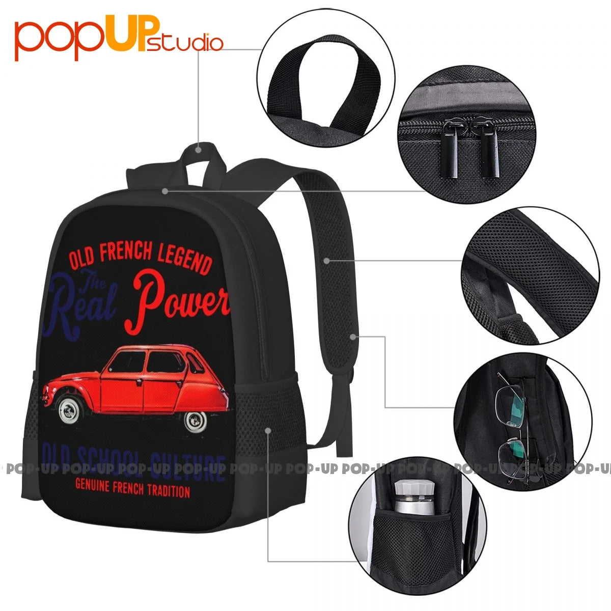 French Car Dyane Backpack Large Capacity Shoe Bag 3d Printing Multi-function
