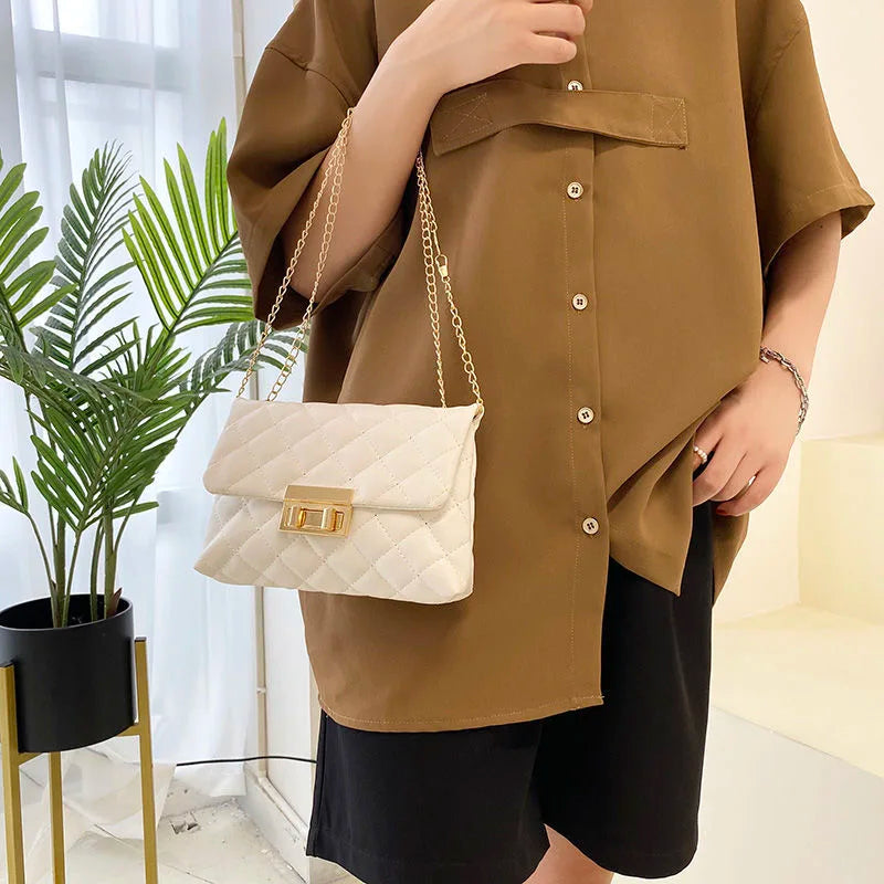 French Style Messenger Bag Lock Boston Square Cylinder Bag