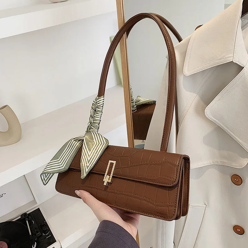 French Style Underarm Bag Stone Pattern One Shoulder Bags