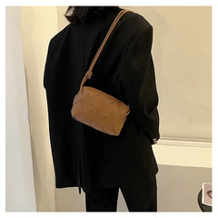 French Style Cross Woven Leather Messenger Bag