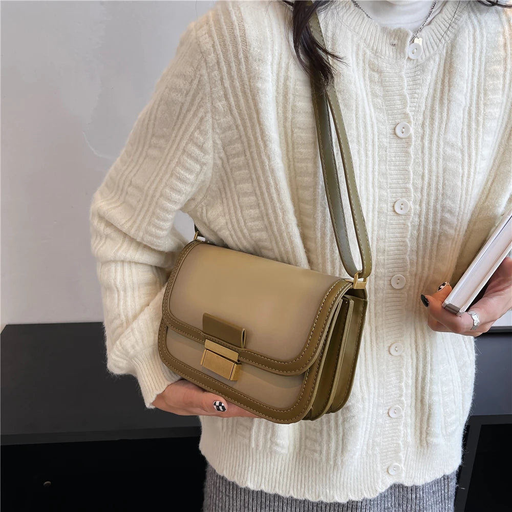 French Style Saddle Crossbody Bag for Women