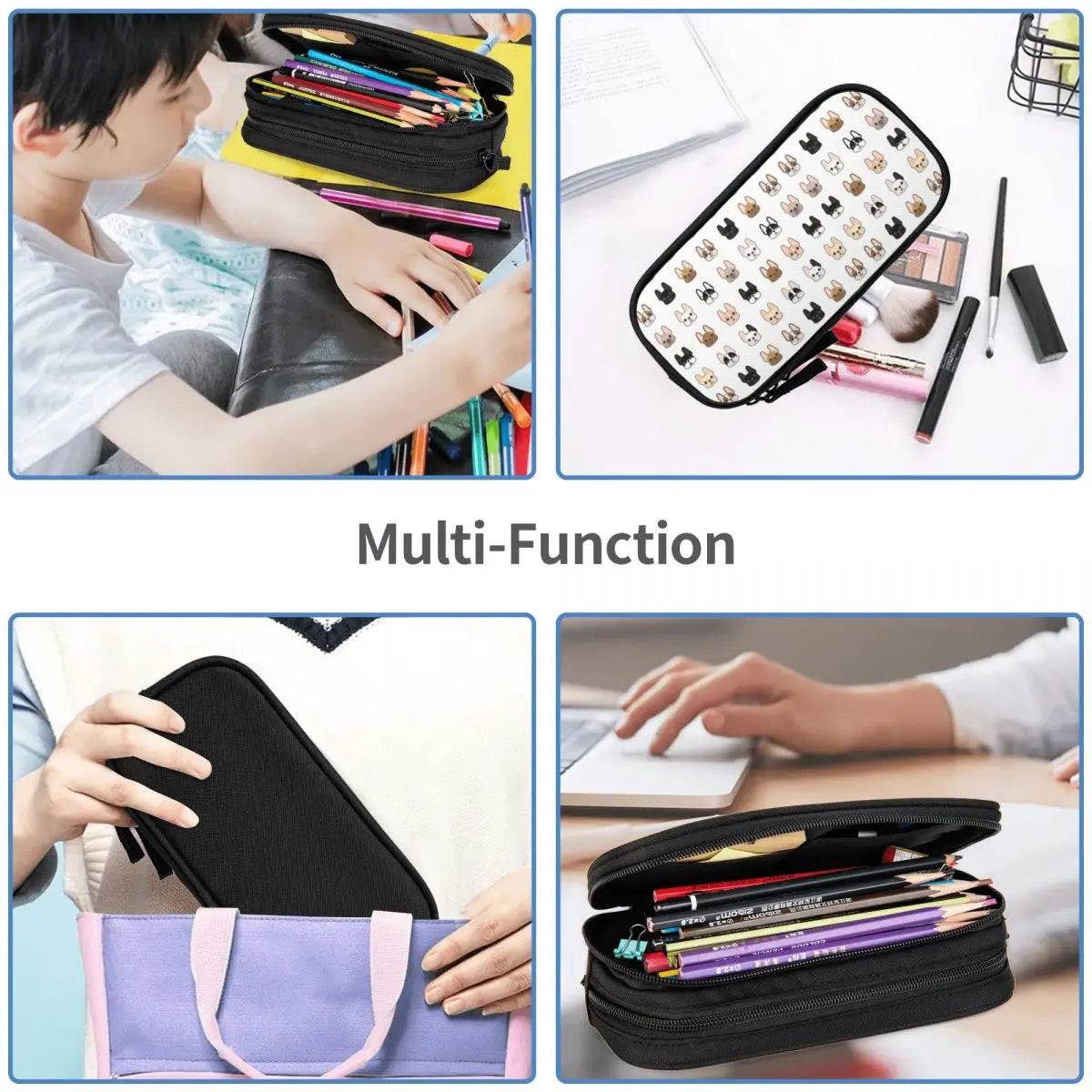 Frenchies Family Pen Box Student School Anime Zipper Pen Bag