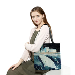 Painting Whale Sea Series Shopper Bag Large Capacity Totes Eco Shoulder Bag