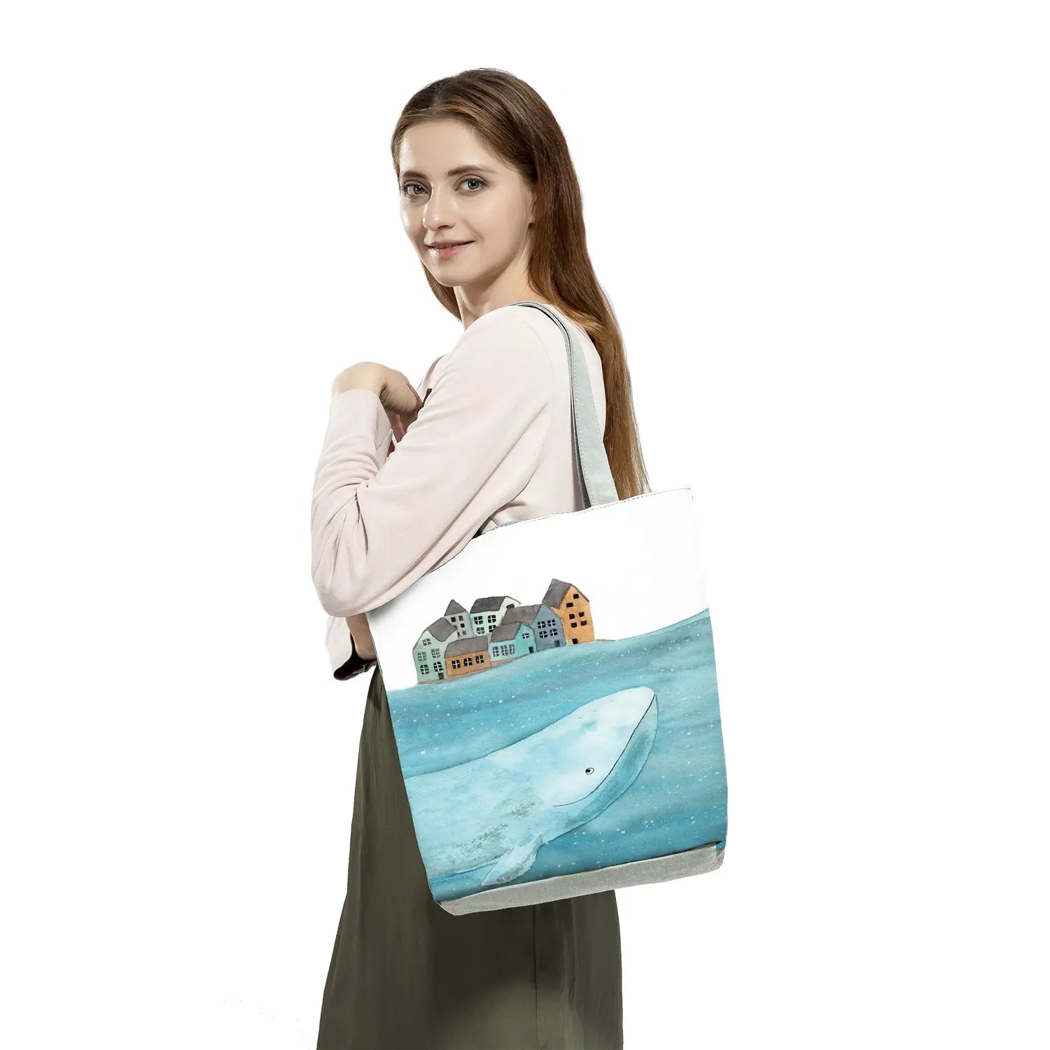 Whale Sea Series Shopper Bag Large Capacity Totes Beach Bag