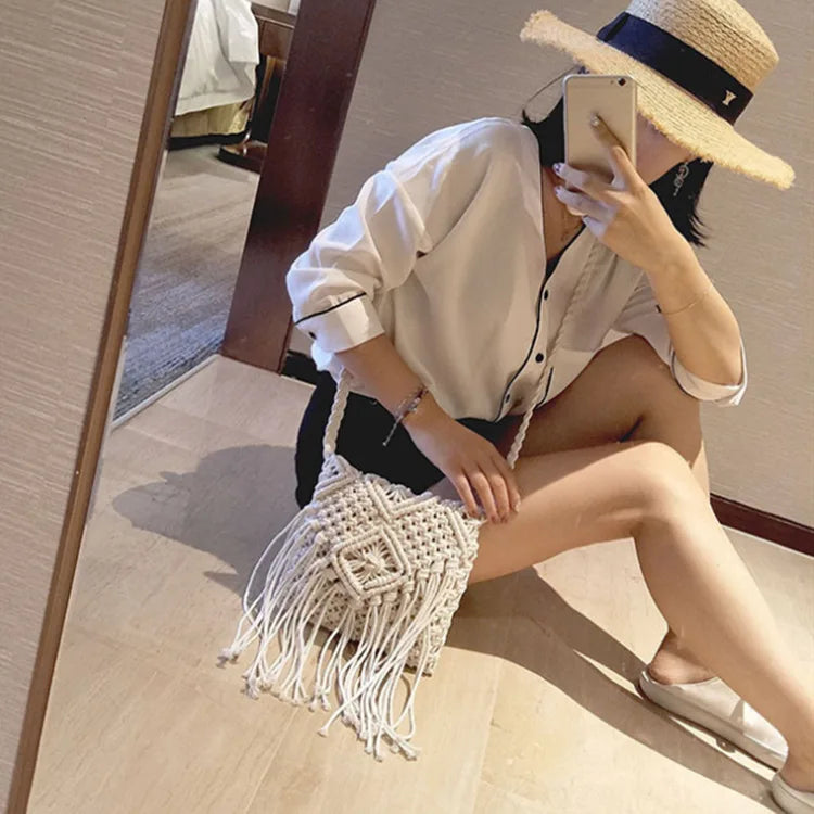 Boho Fringe Tassel Crossbody Bag for Women