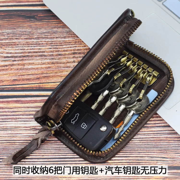 Vintage Leather Keychain Pouch Car Key Case