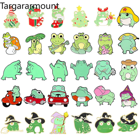 Frog Brooch Strawberry Magic Witch Hat Christmas
