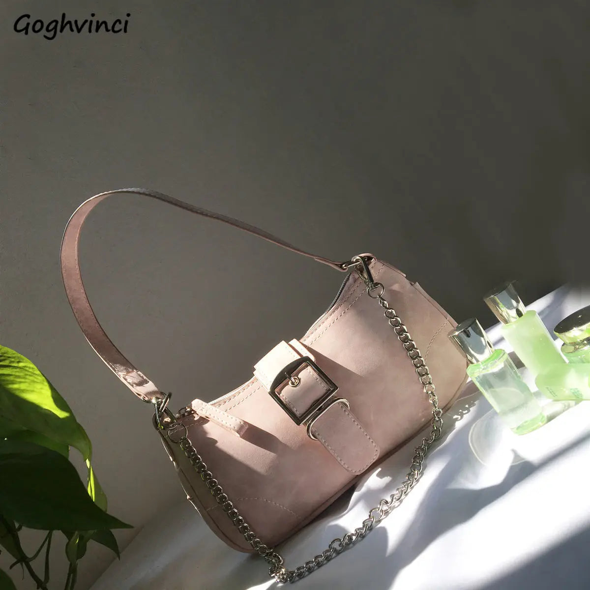 Frosted Shoulder Bag Chain Handbag PU Leather Vintage Ulzzang