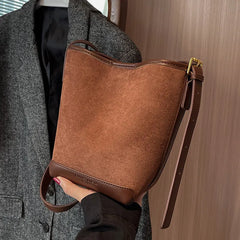 Frosted Suede Vintage Shoulder Bag Women's Composite Bags Bucket Handbag