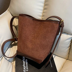 Frosted Suede Vintage Shoulder Bag Women's Composite Bags Bucket Handbag