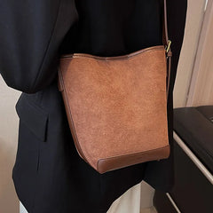 Frosted Suede Vintage Shoulder Bag Women's Composite Bags Bucket Handbag