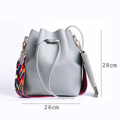 Women Bucket Bag PU Leather Messenger Handbag