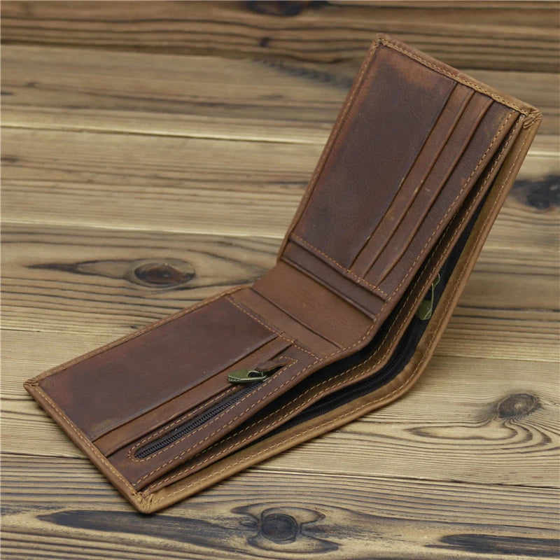 Men's Full Grain Leather Short Wallet Big Capacity 8062