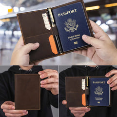 Full Grain Leather Passport Holder Travel Wallet Passport Organizer