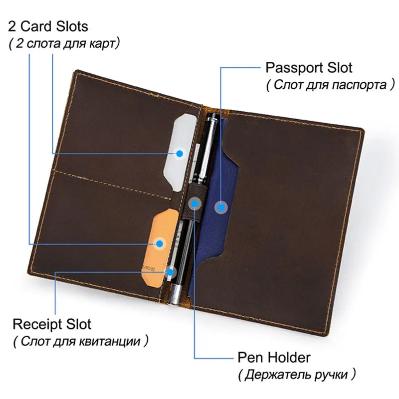 Full Grain Leather Passport Holder Travel Wallet Passport Organizer