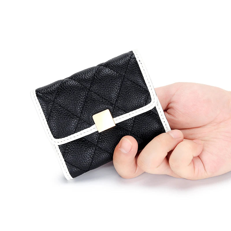 Cow Leather Wallet Women's Short Clip
