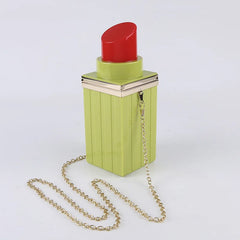 Acrylic Lipstick Chain Shoulder Bag for Women Funky Purses Handbags