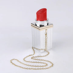 Acrylic Lipstick Chain Shoulder Bag for Women Funky Purses Handbags
