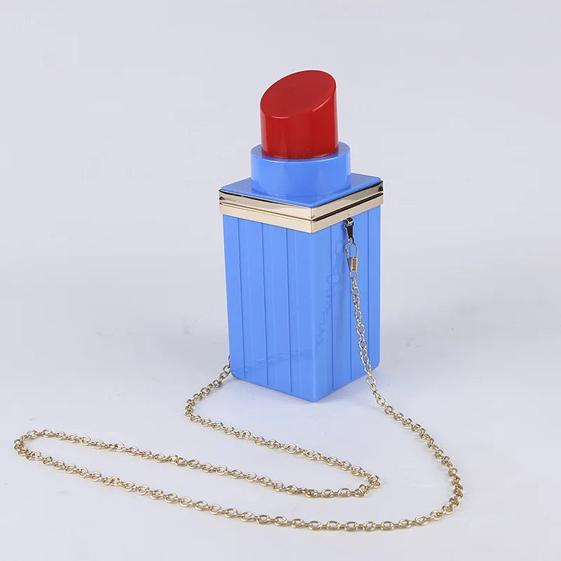 Acrylic Lipstick Chain Shoulder Bag for Women Funky Purses Handbags