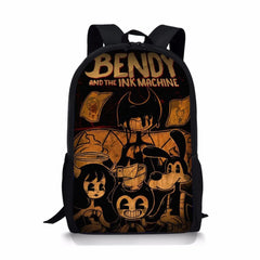 Bendy-Ink-Machine Print Kids School Backpack Cartoon Student School Bag
