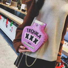 Sequined Letter Vase Chain Shoulder Bag Ladies Handbag