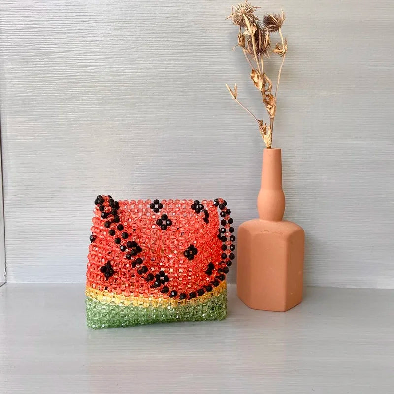 Watermelon Pattern Beaded Shoulder Bag Casual Clutch