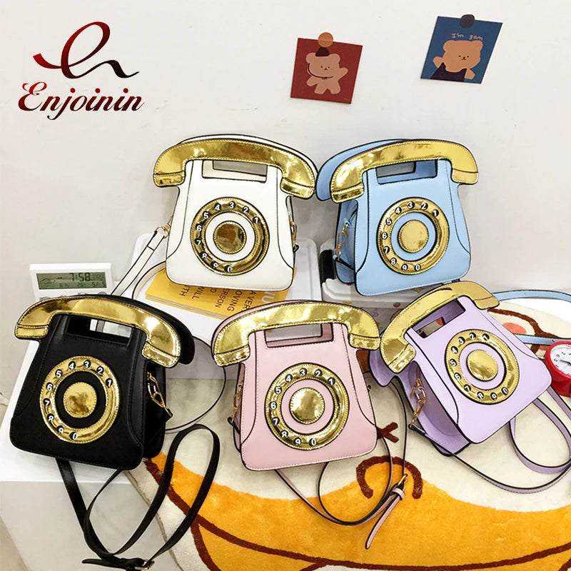 Vintage Telephone Shape Shoulder Bag for Women