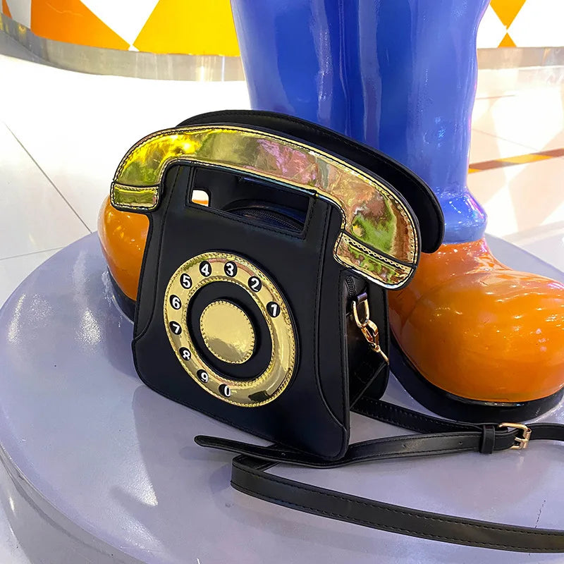 Vintage Telephone Shape Shoulder Bag for Women