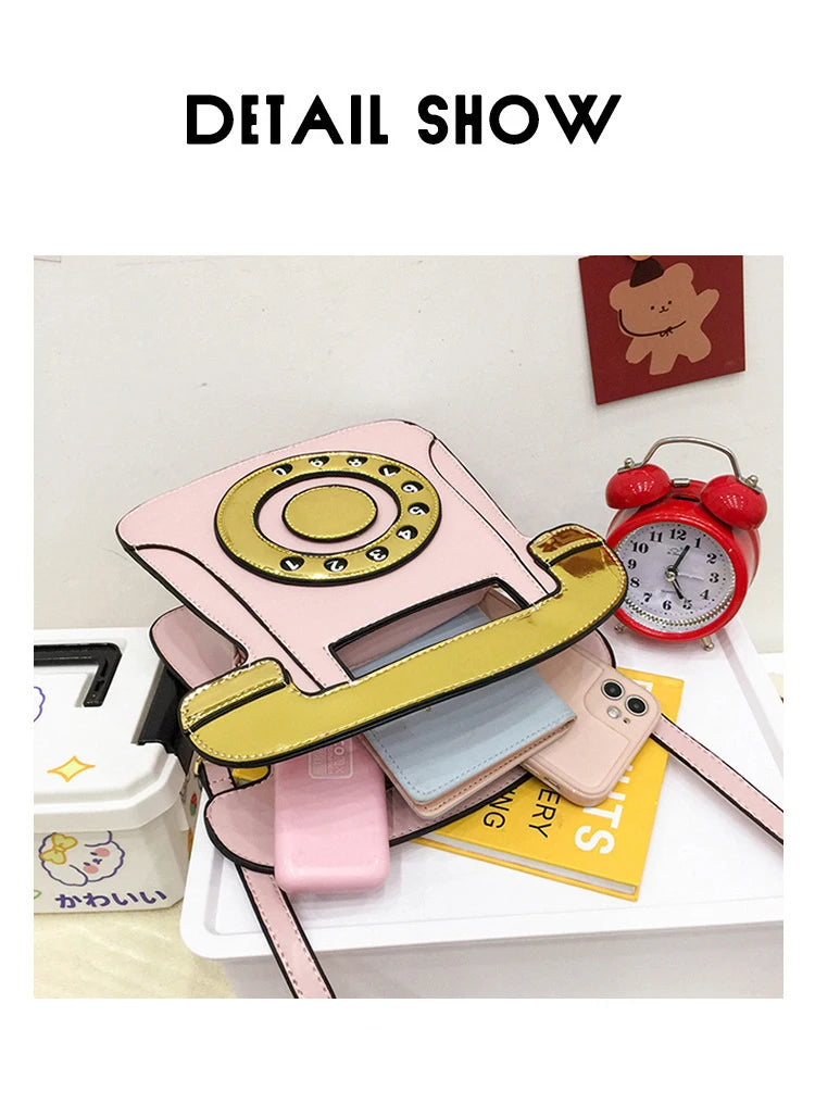 Vintage Telephone Shape Shoulder Bag for Women