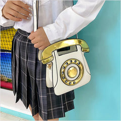 Vintage Telephone Shape Shoulder Bag for Women