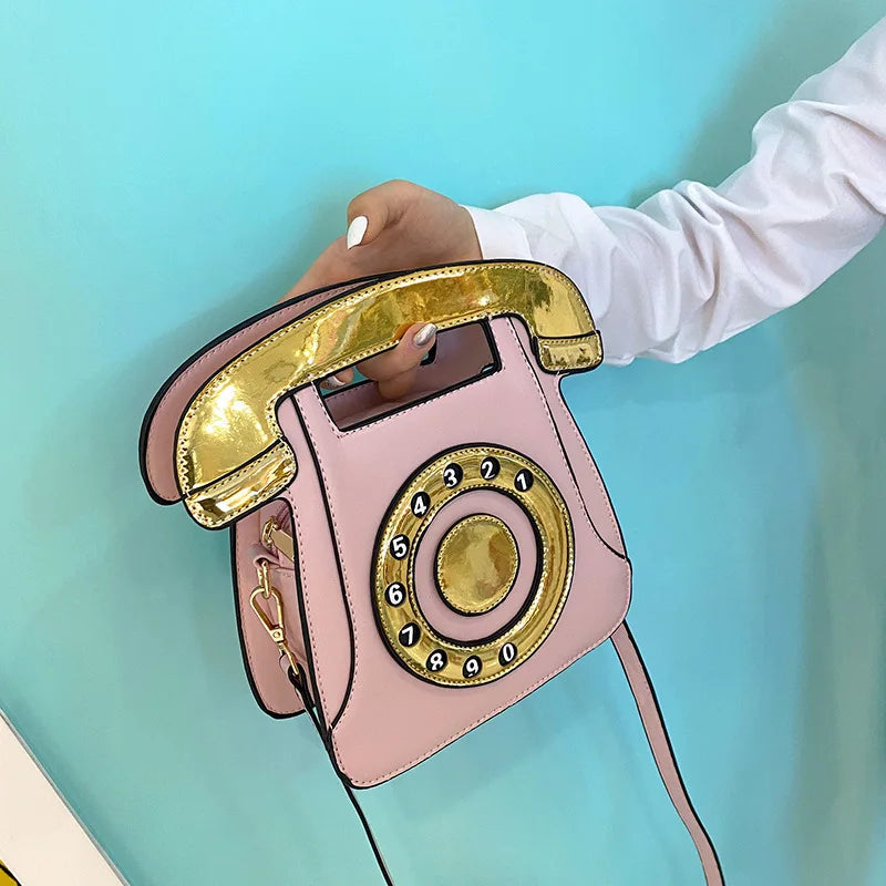 Vintage Telephone Shape Shoulder Bag for Women