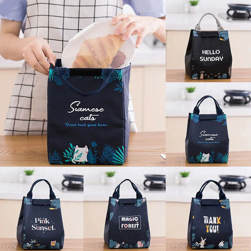 Insulated Canvas Lunch Bag Portable Cooler Lunch Box