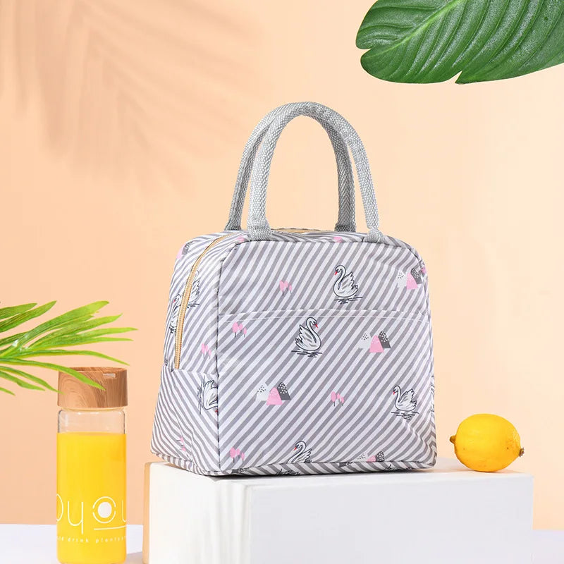 Portable Lunch Box Bag Canvas Outdoor Thermal Food Storage School Lunch Handbag
