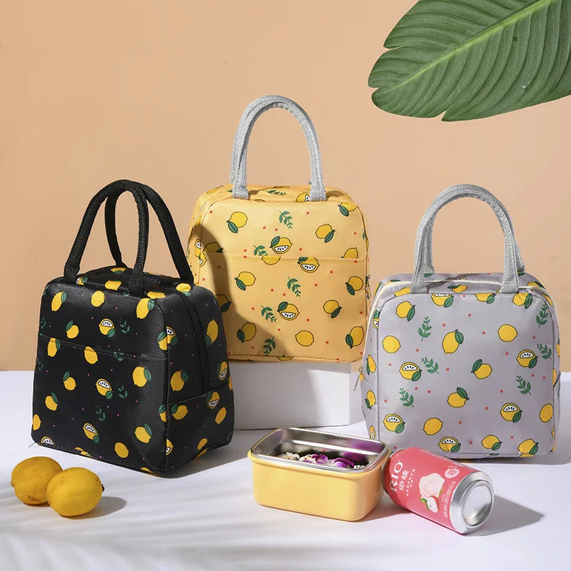 Portable Lunch Box Bag Canvas Outdoor Thermal Food Storage School Lunch Handbag