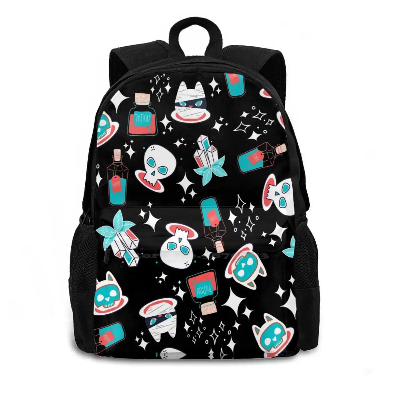 Halloween Cat Skull Backpack Colorful Funky Pattern