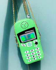Retro Phone Style Women Patent Leather Shoulder Chain Bag