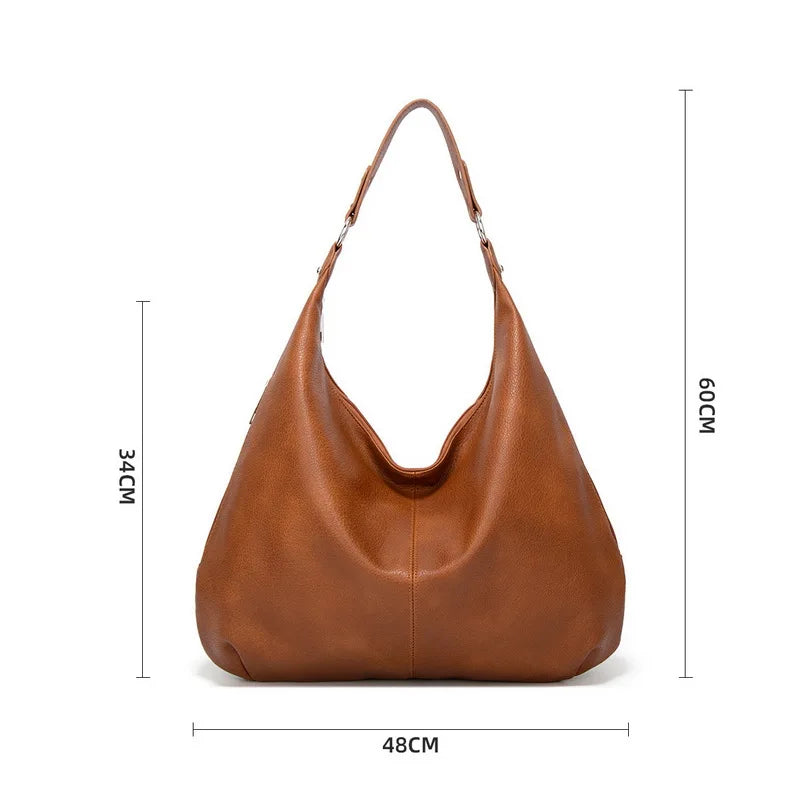 Vintage Patchwork PU Leather Women Bag Shoulder Bags Hobo Handbag Tote