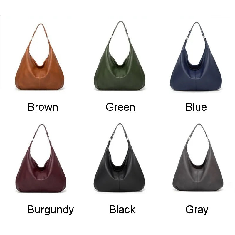 Vintage Patchwork PU Leather Women Bag Shoulder Bags Hobo Handbag Tote