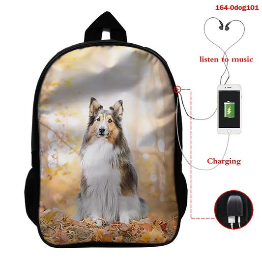 Funny 3D Dog Print Kids Backpacks Animal Prints Children Shoulder School Bagpack