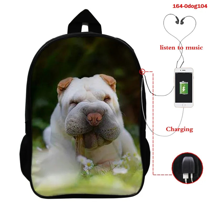 Funny 3D Dog Print Kids Backpacks Animal Prints Children Shoulder School Bagpack