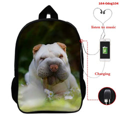 Funny 3D Dog Print Kids Backpacks Animal Prints Children Shoulder School Bagpack