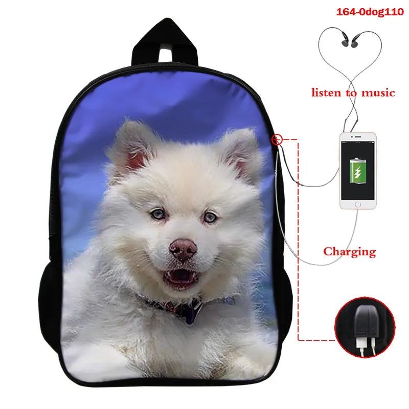 Funny 3D Dog Print Kids Backpacks Animal Prints Children Shoulder School Bagpack