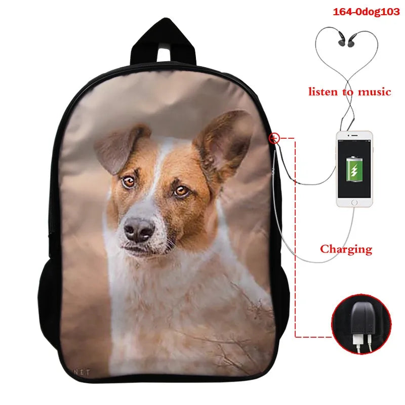 Funny 3D Dog Print Kids Backpacks Animal Prints Children Shoulder School Bagpack