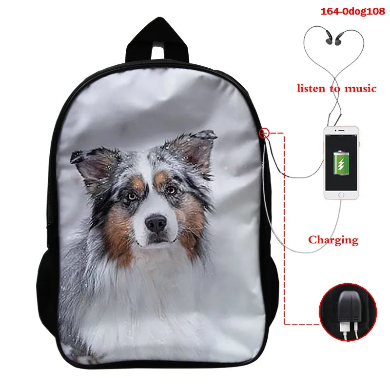 Funny 3D Dog Print Kids Backpacks Animal Prints Children Shoulder School Bagpack