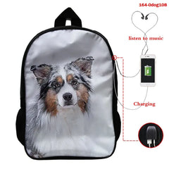 Funny 3D Dog Print Kids Backpacks Animal Prints Children Shoulder School Bagpack