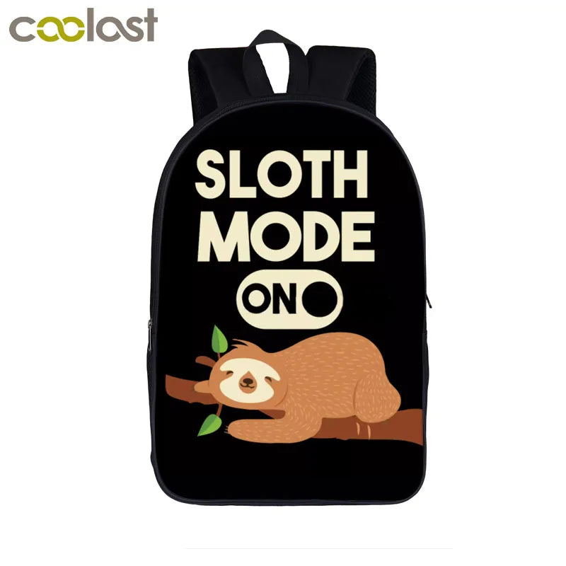 Funny Sloth Print Backpack for Teenagers Girls Boys School Bag Laptop Rucksack