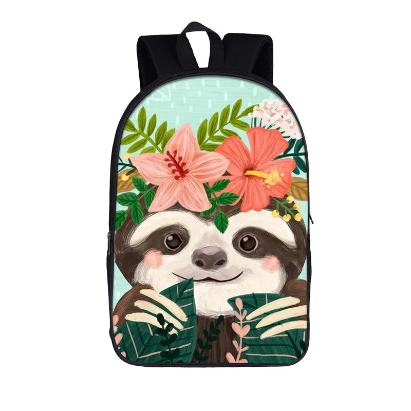 Funny Sloth Print Backpack for Teenagers Girls Boys School Bag Laptop Rucksack