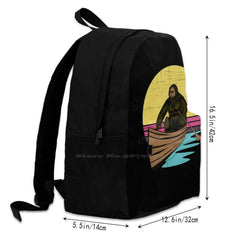 Bigfoot In a Boat Sasquatch Backpack for School Laptop Travel