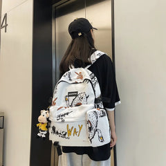 Funny Graffiti School Backpack Large Capacity Multifunctional Bag